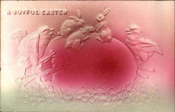 A Joyful Easter - Embossed with Egg, Chicks and Bunnies Postcard