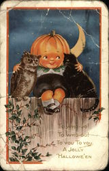 To Who-oo! To Who-oo! To You To You a Jolly Halloween Postcard Postcard