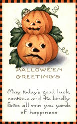 Halloween Greetings with Jack O'Lanterns Postcard Postcard