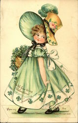 With Love to my Valentine, Love my Little Shamrock Queen, The Sweetest Coquette Ever Seen Postcard