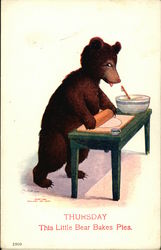 Thursday This Little Bear Bakes Pies Bears Postcard Postcard