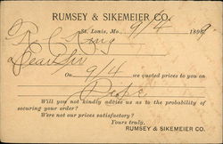 Rumsey & Sikemeier Co., St. Louis, Mo., 1896 Postcard