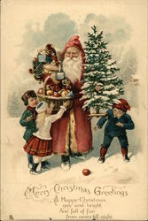 Merry Christmas Greetings, a Happy Christmas Gay and Bright and Full of Fun From Morn Till Night Santa Claus Postcard Postcard