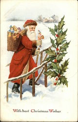 With Best Christmas Wishes Santa Claus Postcard Postcard