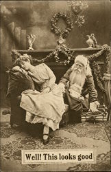 Well! This looks good - Santa delivering gifts to sleeping girl Santa Claus Postcard Postcard