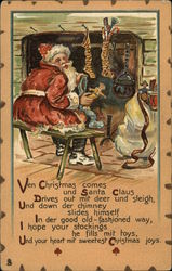 Ven Christmas Comes und Santa Claus Drives out mit Deer und Sleigh Postcard