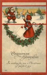 Christmas Happiness I'm Wishing for you a Christmas of Perfect Joy Santa Claus Postcard Postcard