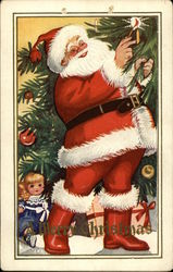 A Merry Christmas with Santa and Tree Santa Claus Postcard Postcard