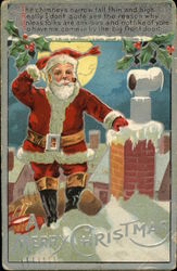 Santa Standing Near a Chimney Santa Claus Postcard Postcard