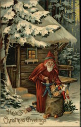 Hearty Christmas Greetings Santa Claus Postcard Postcard