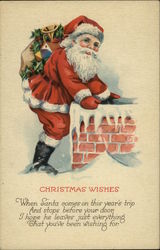 Christmas Wishes, When Santa Comes on This Year's Trip and Stops Before Your Door Santa Claus Postcard Postcard