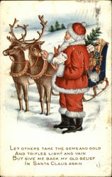 Let Others Take the Gems and Gold and Trifles Light and Vain But Give me Back my old Belief Santa Claus Postcard Postcard