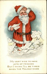 It's Very Nice to Have Lots of Friends But I Think I'll be Tired When the Holiday Ends Santa Claus Postcard Postcard