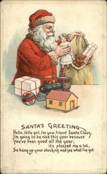 Santa's Greeting, Hello, Little Girl, I'm your Friend Santa Claus Postcard Postcard