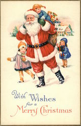 With Wishes for a Merry Christmas Santa Claus Postcard Postcard