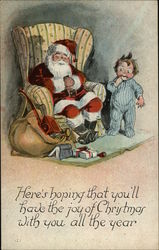 Here's Hoping That You'll have the joy of Christmas With you all the Year Santa Claus Postcard Postcard