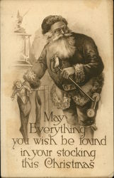 May Everything You Wish be found in Your Stocking this Christmas Santa Claus Postcard Postcard