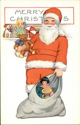 Merry Christmas with Santa and Toys Santa Claus Postcard Postcard