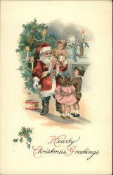 Hearty Christmas Greetings Santa Claus Postcard Postcard