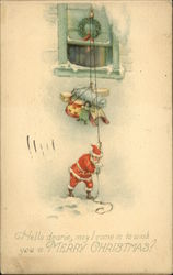 Hello Dearie, May I Come in to Wish you a Merry Christmas? Santa Claus Postcard Postcard