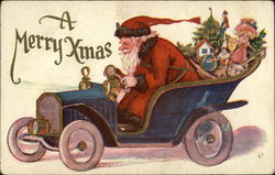 Santa Delivering Toys by Car Postcard