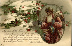 Old Santa pictured holding toys and bag in his hand Postcard