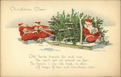 Christmas Cheer, Old Santa Travels far and Near he can't get all Around we Fear Santa Claus Postcard Postcard