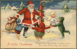 A Jolly Christmas, Where the Christmas Candles Flare Fun and Frolic May You Share Postcard