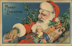 Merry Christmas with Santa and Toys Postcard