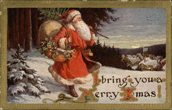 I Bring you a Merry Xmas! Santa Claus Postcard Postcard