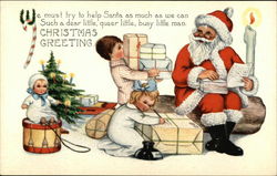 Children Helping Santa with Packages Santa Claus Postcard Postcard