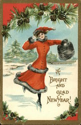 A Bright and Glad New Year! Postcard