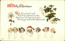 A Jolly Christmas, With all my Heart I Wish That all Your Christmas Wishes Come True Postcard