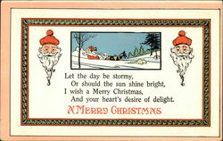 A Merry Christmas with a Sleigh on the Snow Santa Claus Postcard Postcard