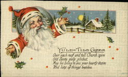 Yule-Tide Cheer - Santa and Cabin Postcard