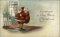 I Wish You a Very Merry Christmas Santa Claus Postcard Postcard