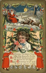 Xmas Greetings, And Away the Deers Flew Like the Down of a Thistle Postcard