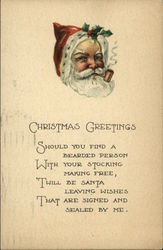 Christmas Greetings, Should you Find a Bearded Person With Your Stocking Making Free Santa Claus Postcard Postcard