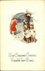 With Christmas Greetings and the Season's Best Wishes Santa Claus Postcard Postcard