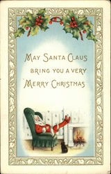 May Santa Claus Bring you a Very Merry Christmas Postcard