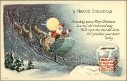 A Merrie Christmas, I'm Wishing you a Merry Christmas in a Real Old-Fashioned Way Santa Claus Postcard Postcard