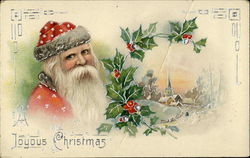 A Joyous Christmas with Santa and Snow Scene Santa Claus Postcard Postcard