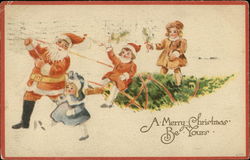 A Merry Christmas Be Yours with Santa and Children Santa Claus Postcard Postcard