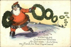 I am scattering my Christmas Wishes far and wide Santa Claus Postcard Postcard