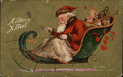 Santa in Sleigh Delivering Toys Postcard