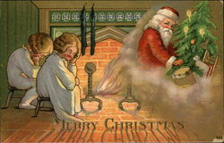 Merry Christmas with Children Dreaming of Santa Postcard