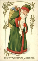 Merry Christmas Greetings with St Nick Postcard