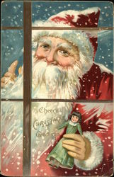 Cheery Christmas Greetings Santa Claus Postcard Postcard