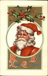 My Best Christmas Greetings with Santa Santa Claus Postcard Postcard