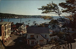 View Down Commercial Street and Across Harbor Boothbay Harbor, ME Postcard Postcard